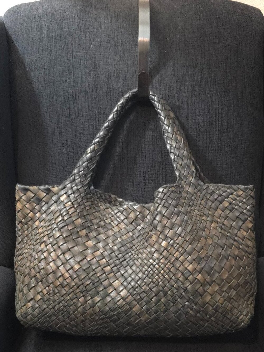 Falor Italia F7349  Gigliola Large Brown Woven Leather Italian Tote Bag
